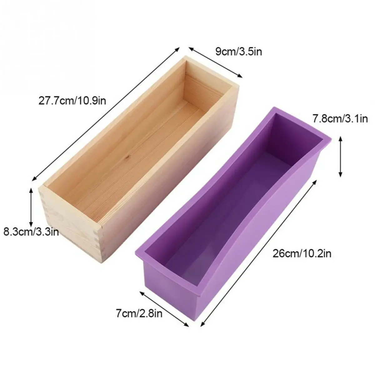 1200ml Silicone Soap Molds Rectangular Wooden Box - 1200ml