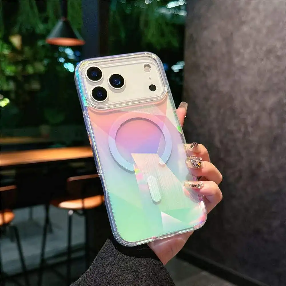 For iPhone 17 Pro Max Color Plated Transparent Color Change Phone Case Fro iPhone 16 Magnetic Shockproof Phone Protection Cover