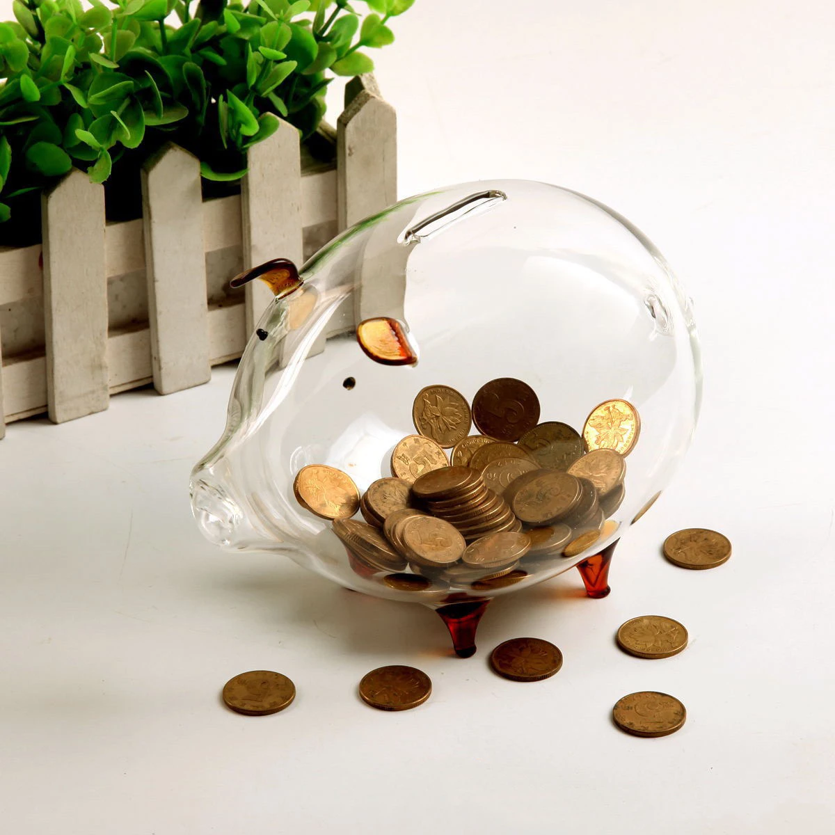 Cute Design Transparent Piggy Bank Piggy Money Saving Boxes Bank Glass Clear Transparent Piggy Bank