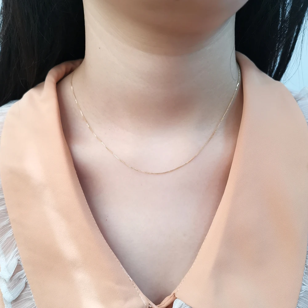 Factory Price Concise Style 14K Gold Necklace for Women and Men Car Flower Chopin Chain Necklace Gold