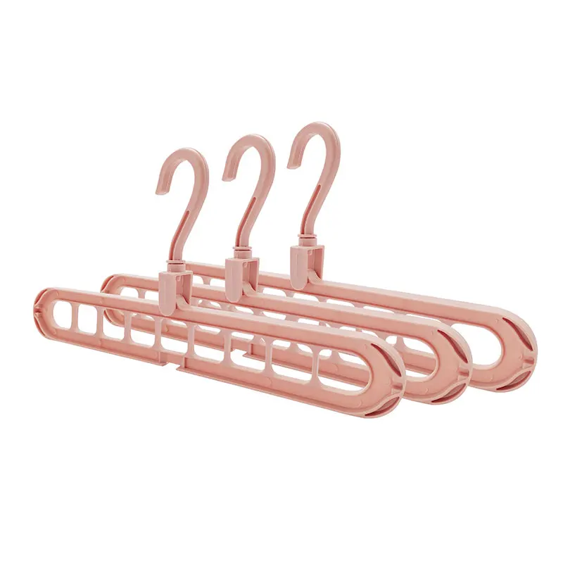 Multifunctional Wardrobe Space Saving Rotatable Hanger 9 Holes Foldable Plastic Hangers