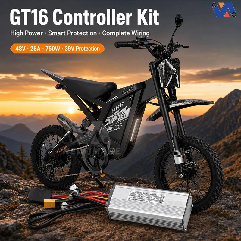48V 25A e-bike controller with attached wiring.