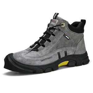 JIANKUN New Men's Anti-smashing EU Steel Toe Safety Shoes Four Seasons Casual Protective Industrial Leather Work Shoes