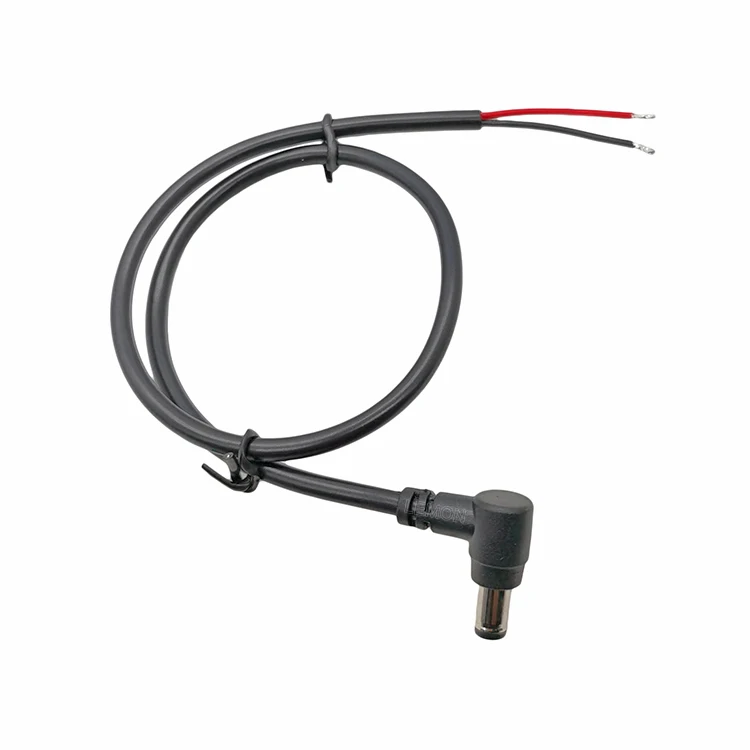 DC 90 Degree Right Angle Plug Power Cable DC 5.5*2.1mm 5.5*2.5mm 3.5*1.35mm 4*1.7mm Male  Plug to Stripping End Power Cable
