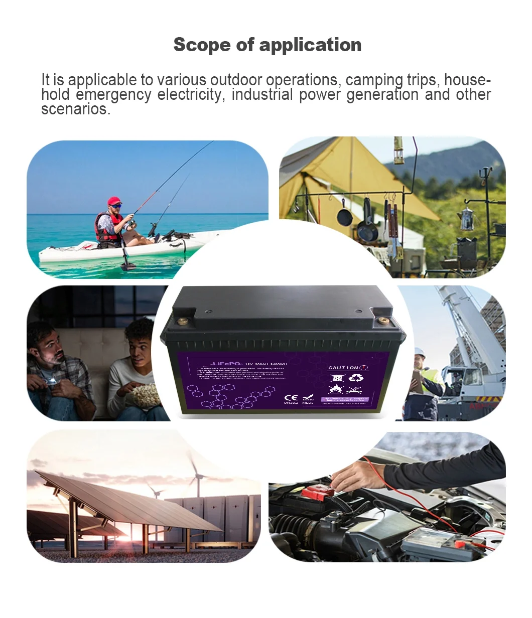 Deep Cycle Rechargeable LiFePO4 Li Ion Solar Lithium Battery Pack 12V 200ah 8