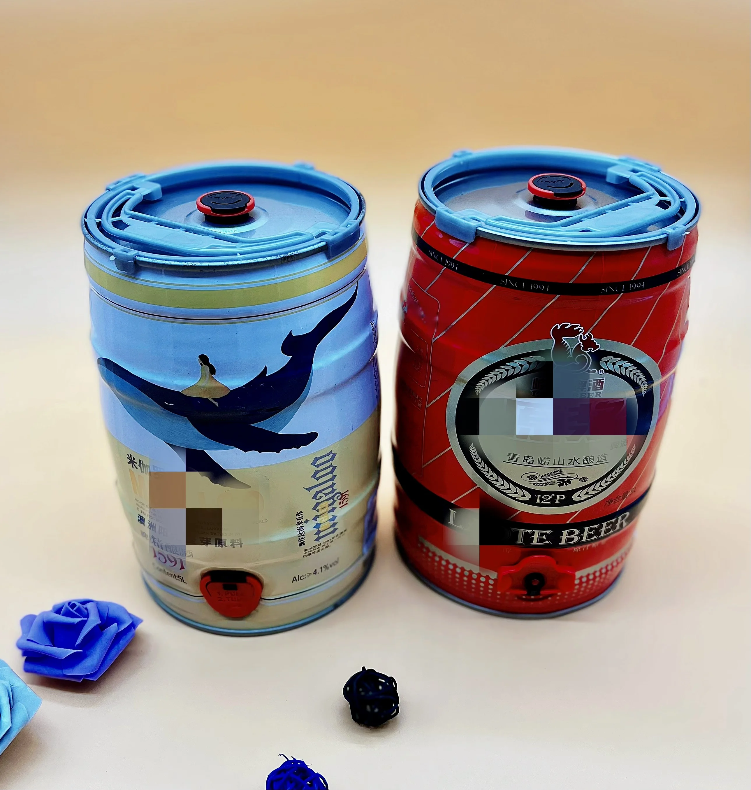 Factory Custom 5L Empty Homemade Round Tinplate Metal Beer Keg Food Grade Packaging Vodka Drum with Plastic Handle