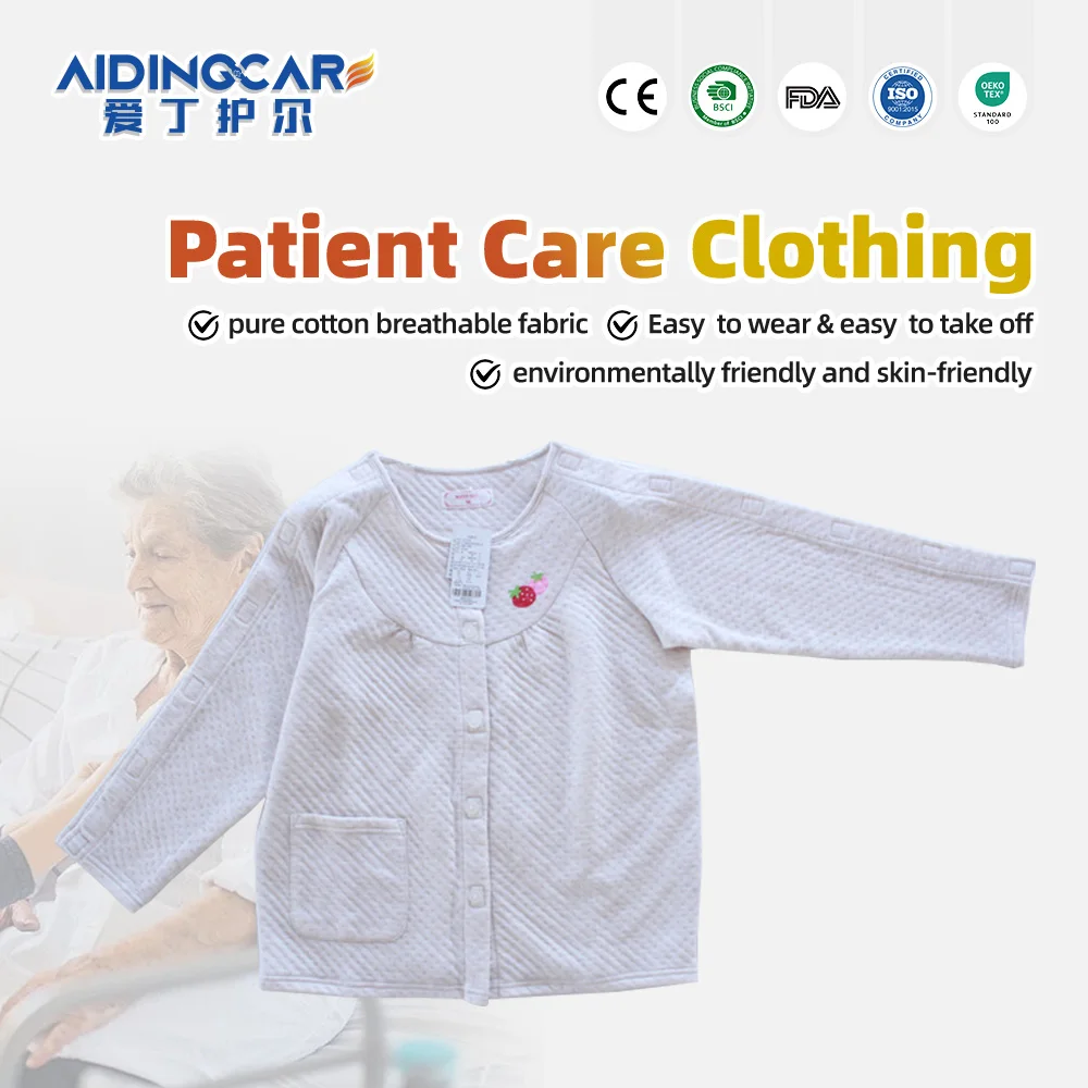 Wholesale Patient Care Pajamas Gowns Nursing Suit Easy Wear Cotton Pol - product detail 1