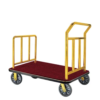 Hotel Exclusive Stainless Steel Hand Truck Lobby Valet Bellman Trolley Platform Luggage Cart