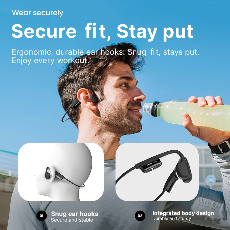 ALOVA Portable Wireless Bluetooth Headset IPX6 Bone Conduct Headphone Waterproof Telephone Earphone for Sports