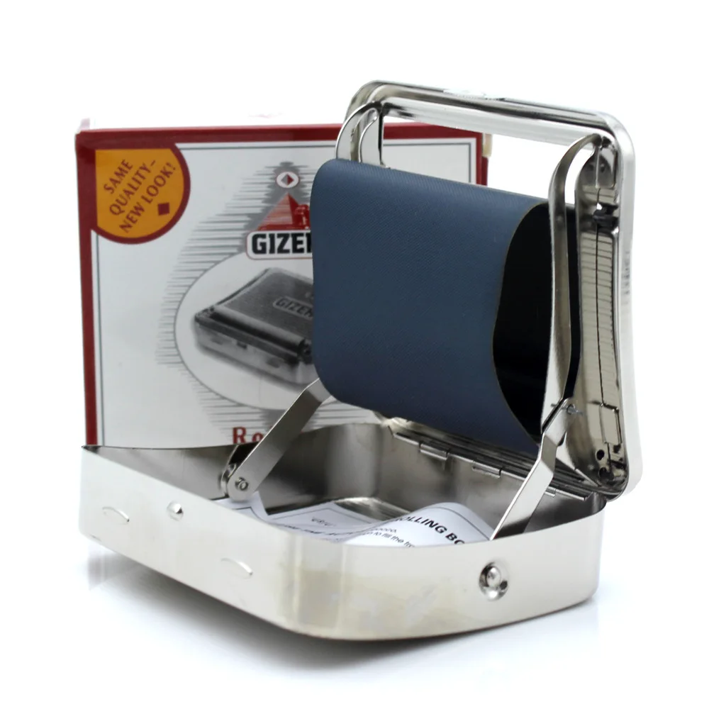 New Arrival Gizeh 70mm Metal Automatic Pyramid Cigarette Tobacco Smoking  Rolling Machine Roller Box