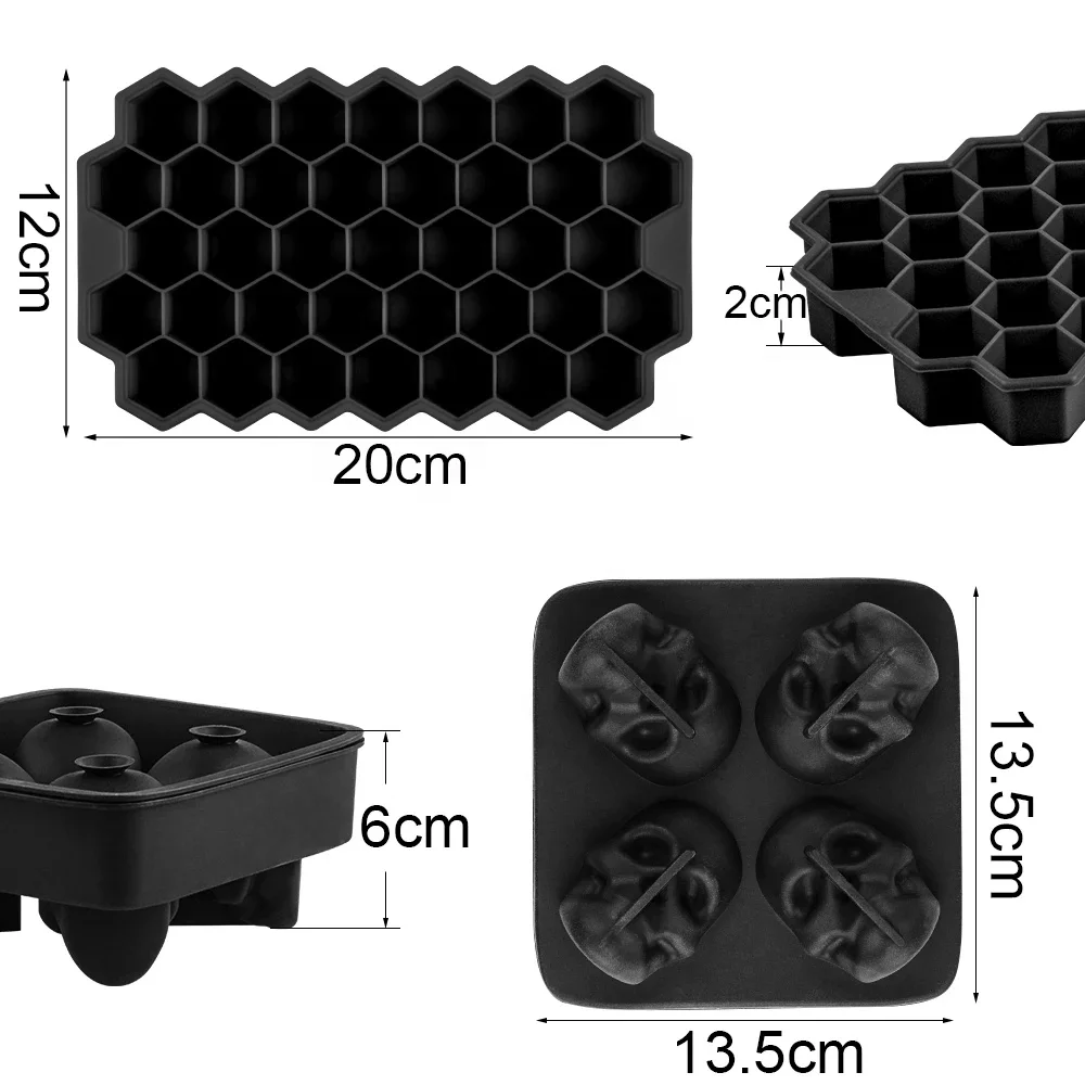 SILIKOLOVE square Skull Ice Cube Maker Ice Ball Mold Silicone Ice Cube Trays for Party bar Summer Whisky Drinks
