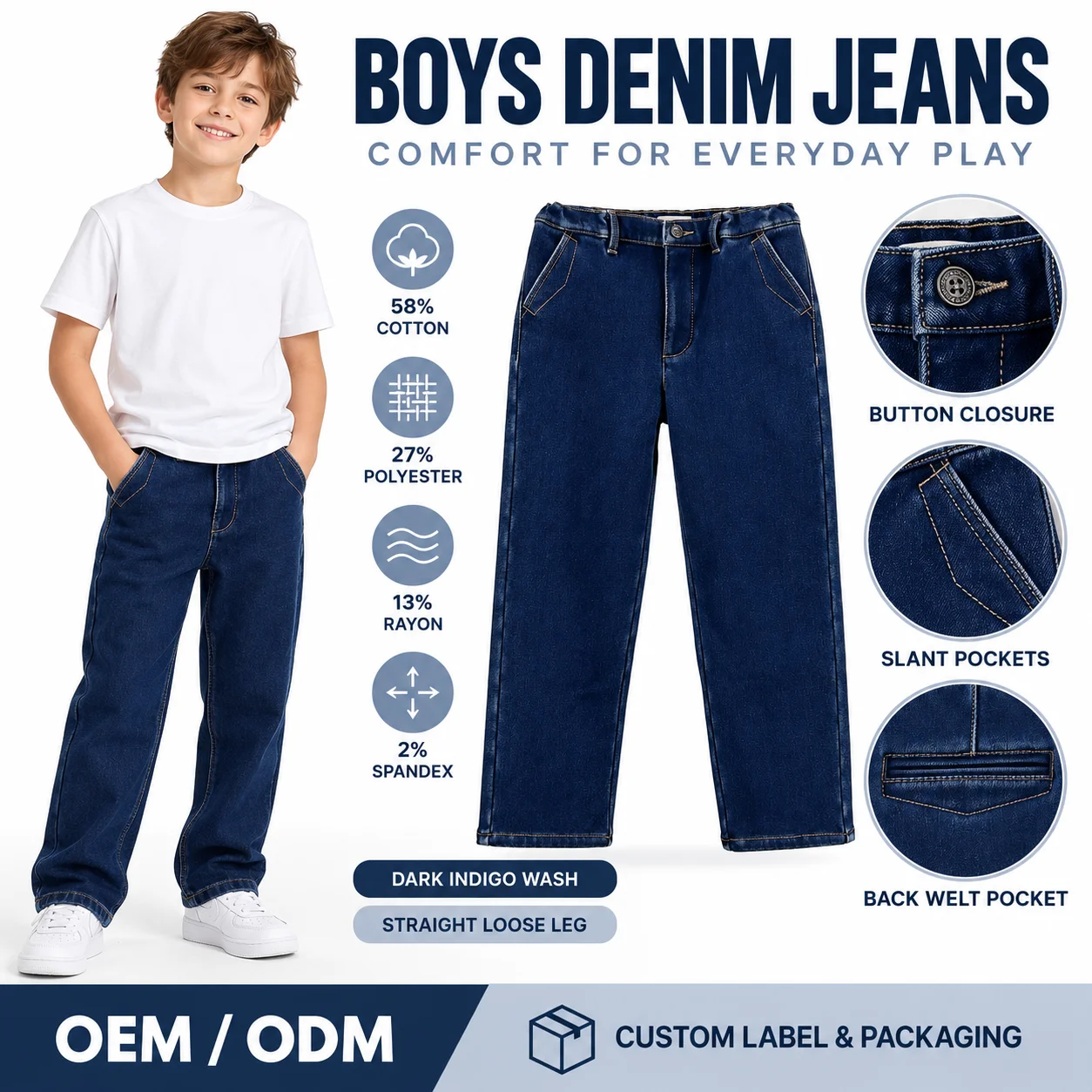 Custom Navy Duck Canvas Pants Men Hip Hop Utility Work Baggy Carpenter Jeans Boys Plain Baggy Jeans