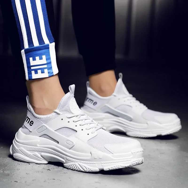 
 Дышащие кроссовки на толстой подошве, спортивные новые корейские мужские модные трендовые сетчатые повседневные туфли, обувь для путешествий  