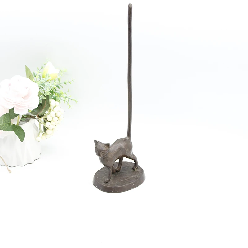Высококачественный металлический чугунный держатель для бумажных полотенец с котом amazon ручной работы для украшения дома, стоячий кухонный держатель