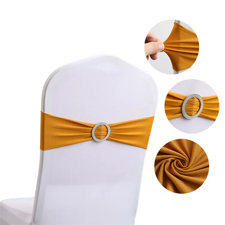 Stretch Spandex Chair Sash Bows Wedding Gold Black Sashes Pink for Party Chairs