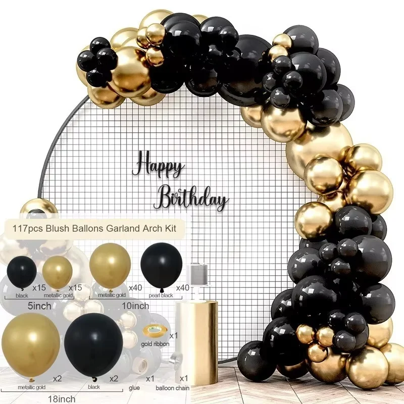 Wholesale Custom Black Gold Balloon Set Holiday Party Birthday Wedding Decoration Balloon Garland Arch Halloween Mother's Day
