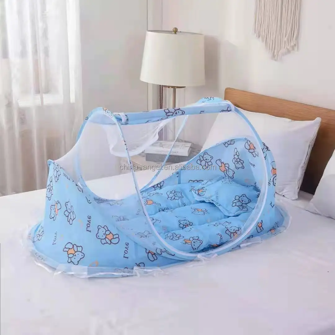 US Portable Foldable Baby Kids Infant Bed Dot Zipper Mosquito Net Tent Crib 
