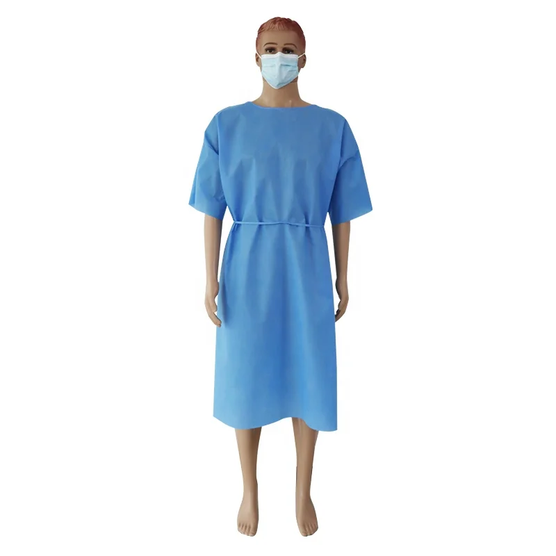 Breathable Soft SMS Disposable Cheap Short Sleeve Patient Gowns Dental Gowns for X Ray Checking Dentists