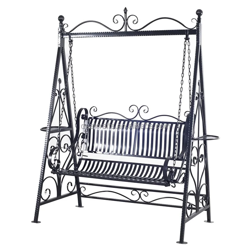 black wrought iron porch swing