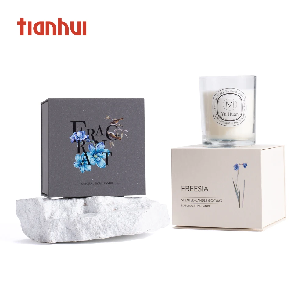 Tianhui – petite boîte en papier carrée magnétique, boîte-cadeau grise, boîtes en papier pour bougies de luxe