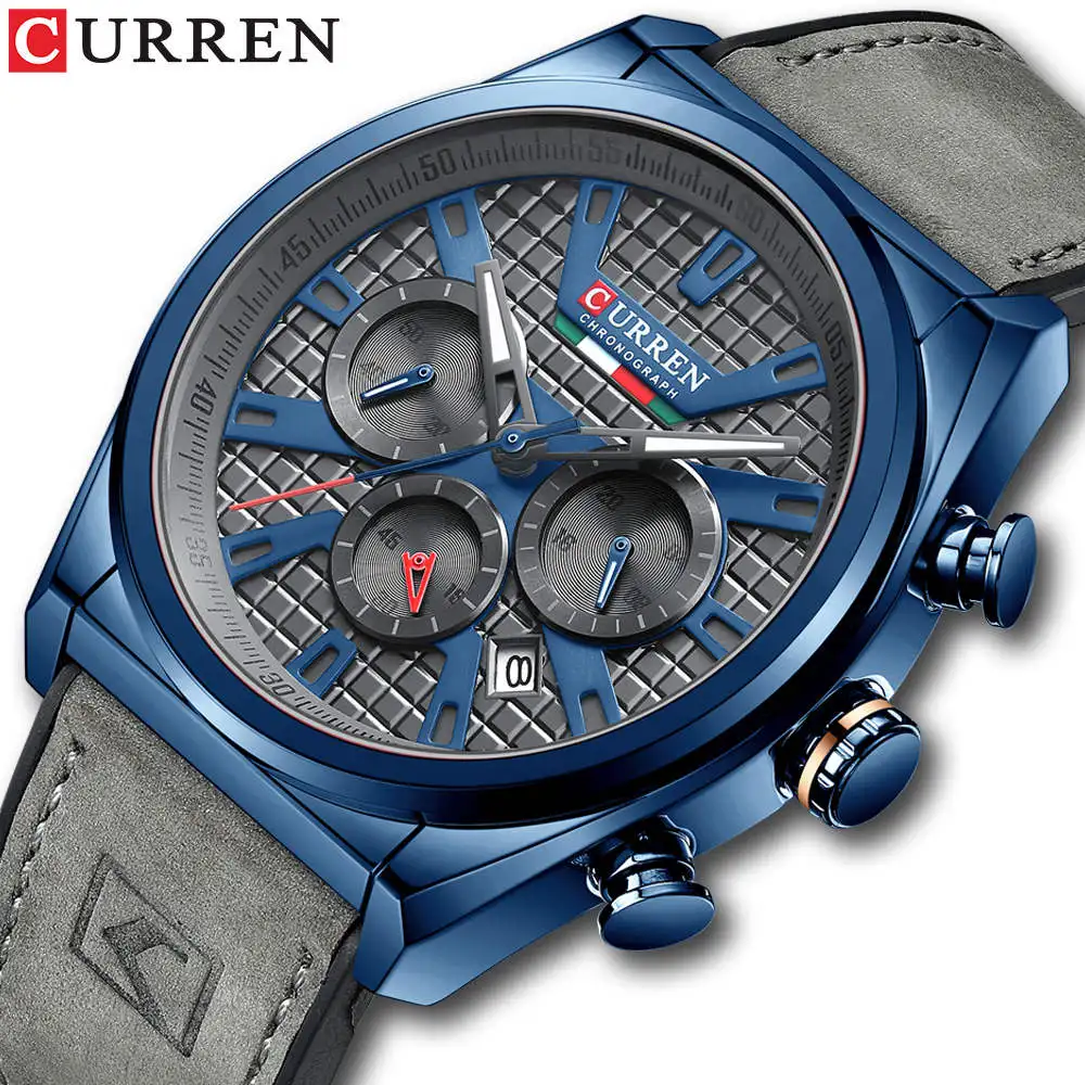 Curren 8392 Latest Reloj Scale Wristwatch Water Resist Analog Fashion Mens Japan Quartz Stainless Steel case Back Watches