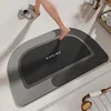 Tapis de bain en terre de diatomées - Morandi semi-circulaire gris foncé