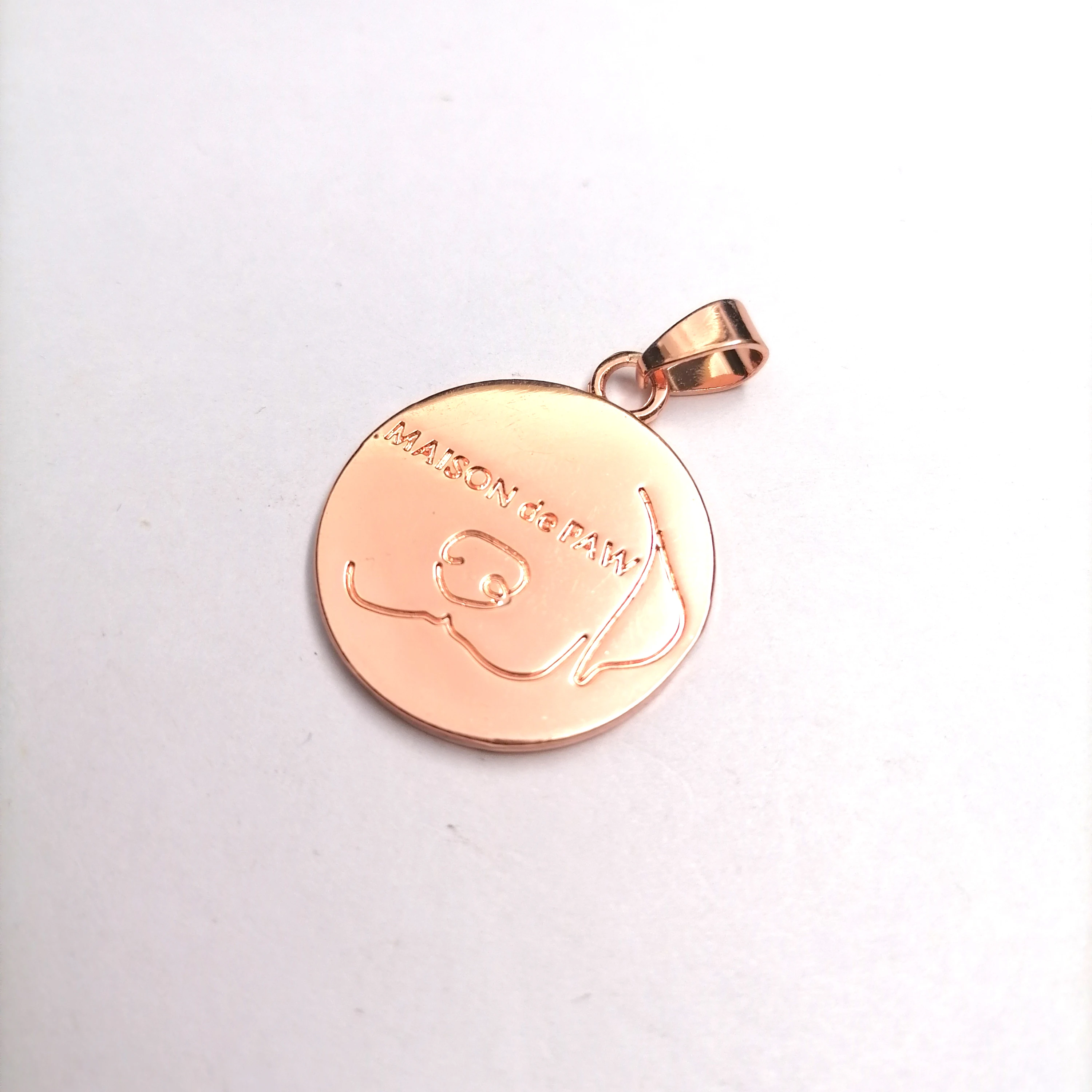 Custom engraved metal plates logo label small round logo pendant jewelry tags