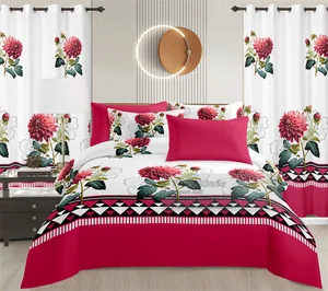 Premium 8 Pcs Disposable Leaves Microfiber Bedding Set King Size Curtains Ultra Soft Breathable 300TC Bed Sheets Home Decor