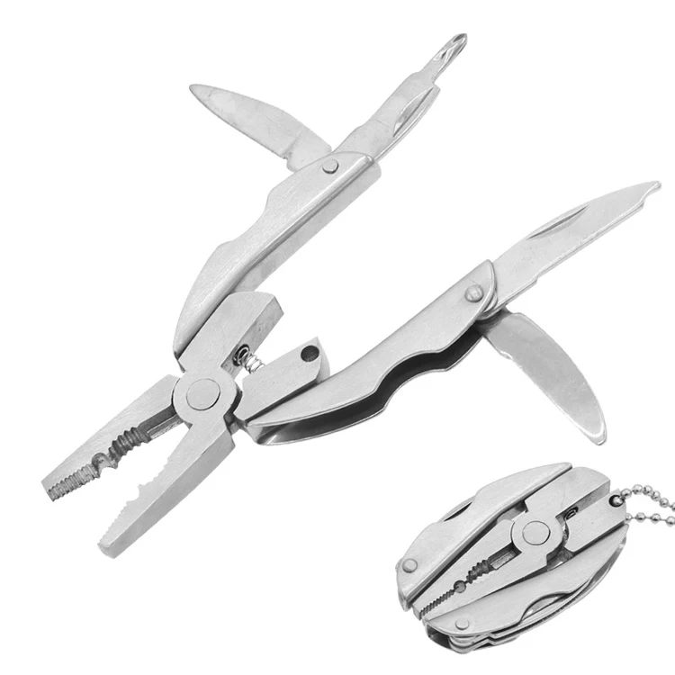 Stocked Stainless Steel Keychain Multi Tool Mini Plier Pocket Multi Tool Ball Chain Plier