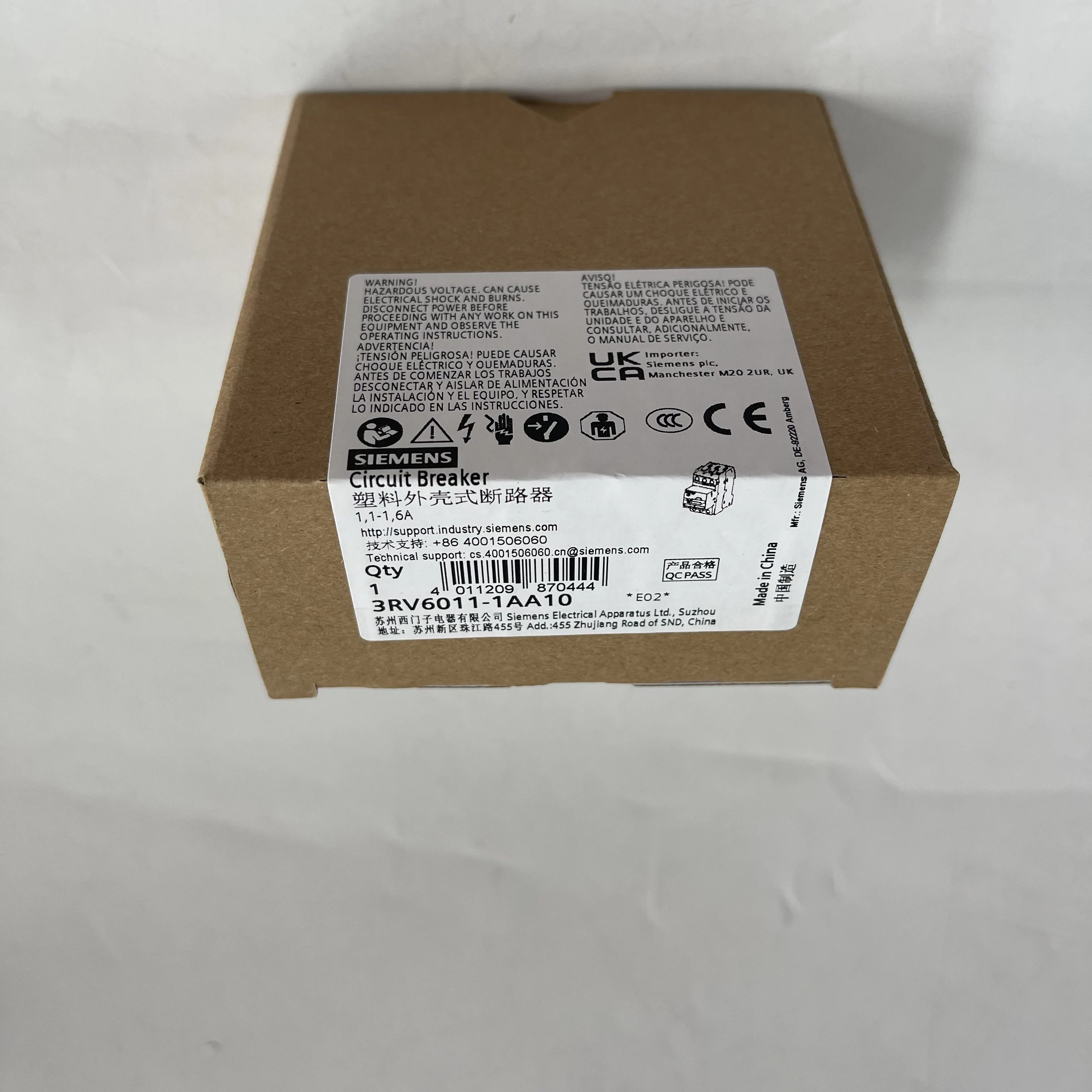 Siemens Molded Case Circuit Breaker 3RV6011-1AA10