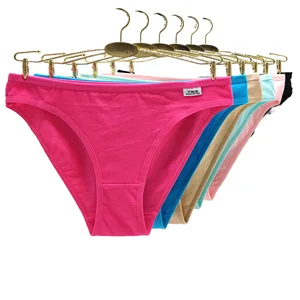 Solid Women's Low-Rise Hipster Panties Everyday Breathable Knitted Cotton Underwear with Waist Logo High Quality Wholesale