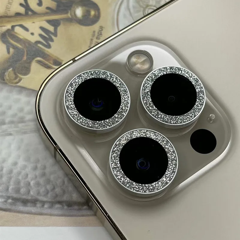 Diamond Glitter Camera Lens Protector on for iPhone 13 12 Pro Max Mini  Metal Ring Lens Glass on iPhone 11 Pro Max Protective Cap 