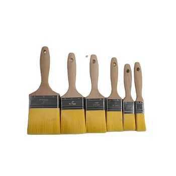 Popular Recommend High Quality Beech Wooden Handle Yellow Synthetic Bristle Paint Brushes