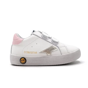 White Rubber Sports Children Shoes for Schools Genuine Leather CCDB Star Kids Footwear Customized Luxury Flat Sneaker for Girls