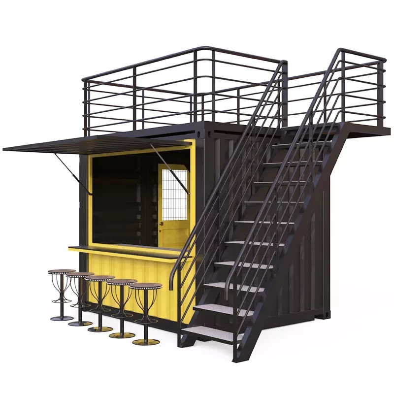 Steel Frame Prefabricated Luxury Two Storey Coffee Shop Prefab House Fast Install Modular Tiny Home Container Houses Store