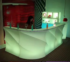 Hot Selling Furniture Outdoor Party Plastic Light Table Glowing Led Wave Bar Counter Set for Bar Pub Wedding