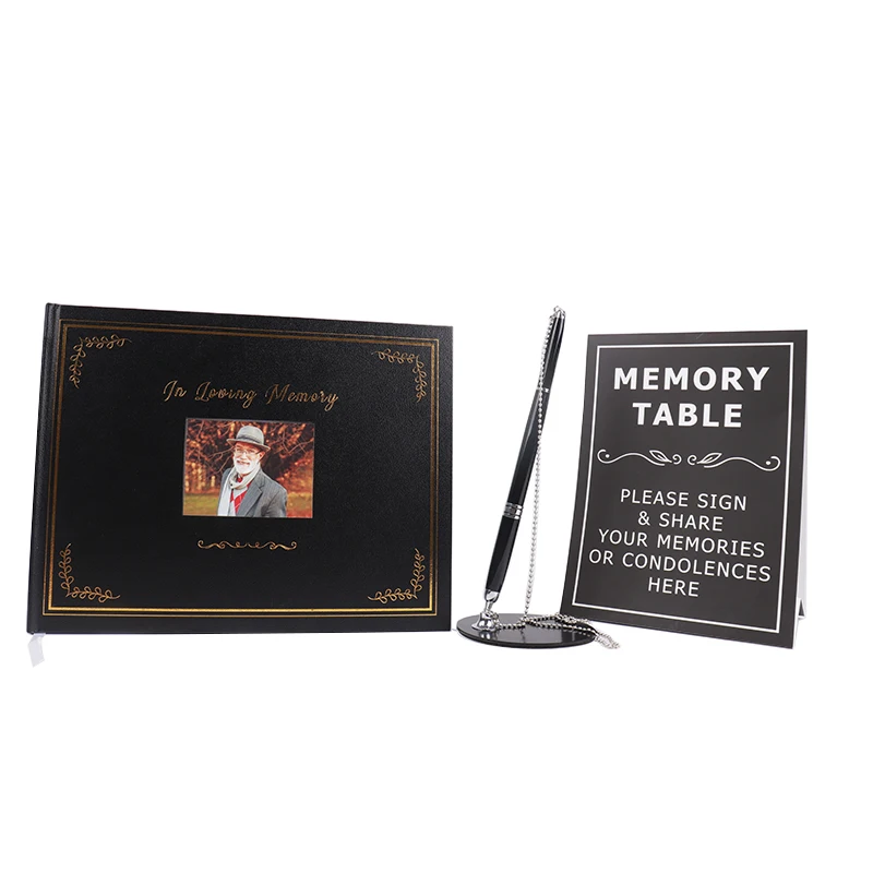 Funeral Guest Book Set Memories Book Frame Alternative Celebration of Life Guest Check Book for Funeral Memorial Service