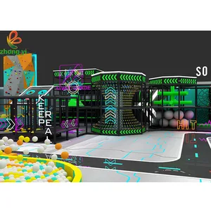 Commercial Kid Playground Junior Training Indoor Trampoline Park Child Jump Parkour Equipment Tag Obstacle Course Ninja Warrior