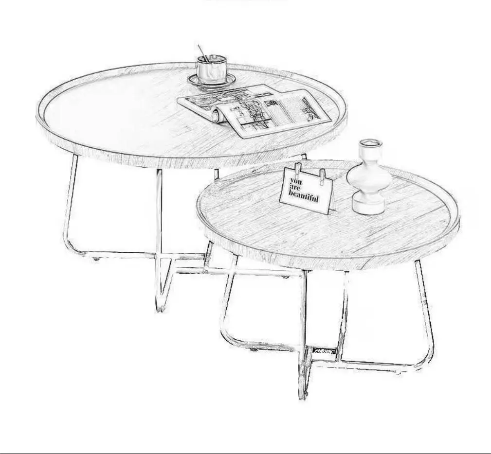 Modern Round Coffee Table Living Room Combination Side Table Beside