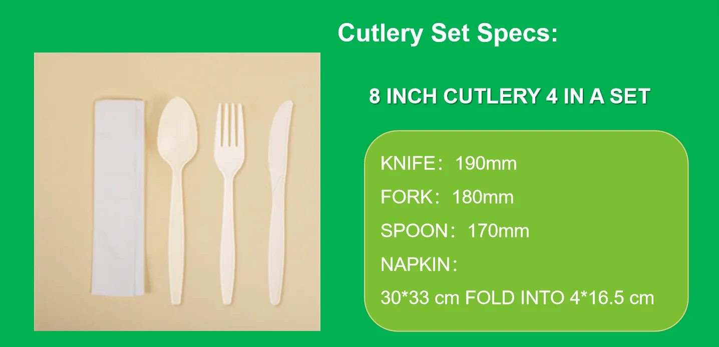 Heavy Weight 6inch Cutlery 3 In A Set Disposable Flatware Biodegradable
