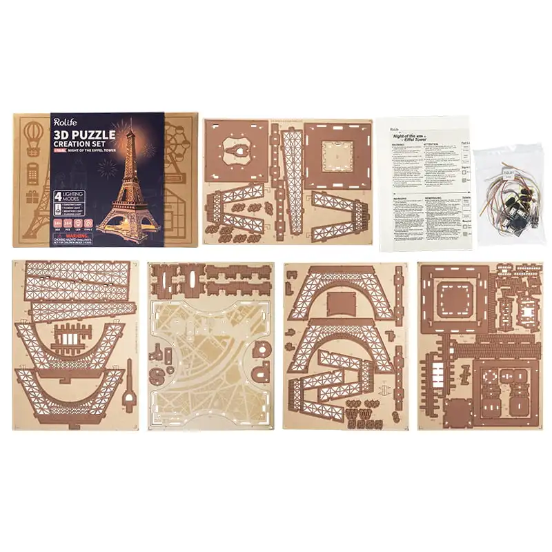 Robotime Rolife Night of the Eiffel Tower 3D Wooden Puzzle TGL01 Home Decoration Festival Gift