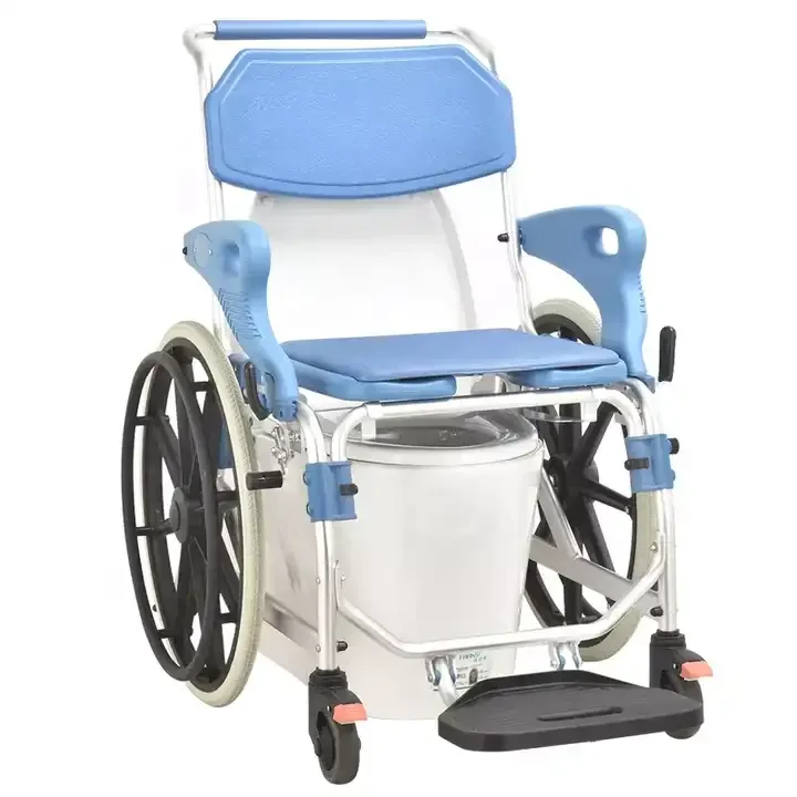 Wheeled Bathing Chair for the Disabled, Shower Chair, Toilet Chair for the Elderly Foldable Special Mobile Toilet Stool