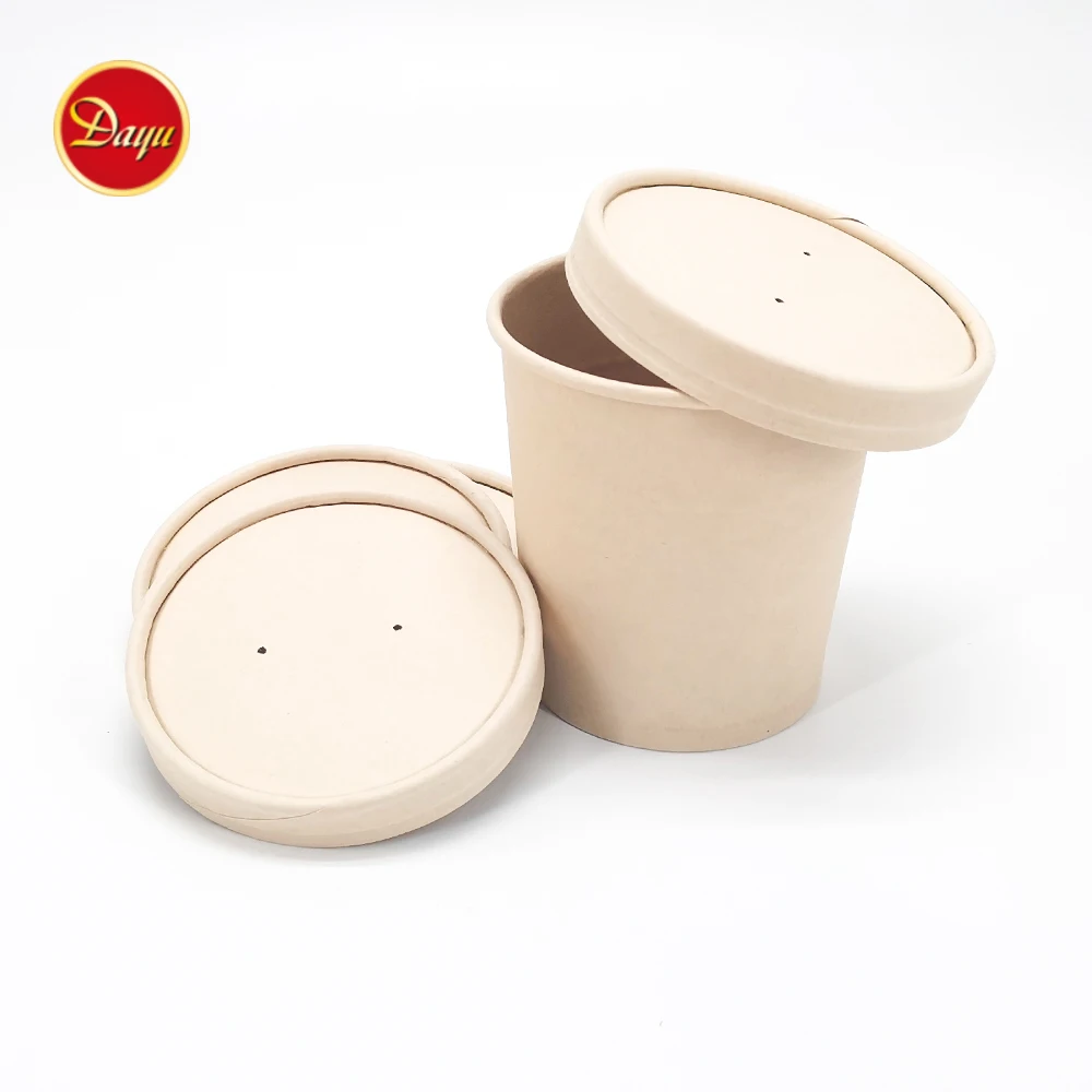 Factory Instant Noodles Paper Cup PLA Coating With Sealing Film Hot Ramen Paper Container Microwaveable