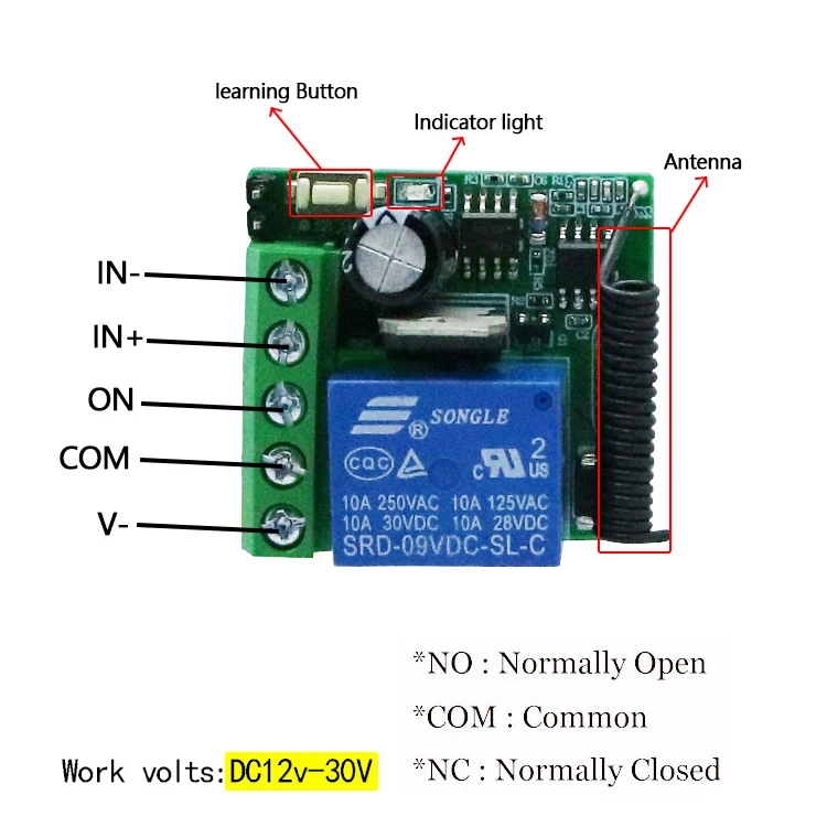 433 Mhz Universal Wireless Fernbedienung Schalter Dc 12v 1ch Relais  Empfänger Modul und RF Sender Elektronisches Schloss Diy