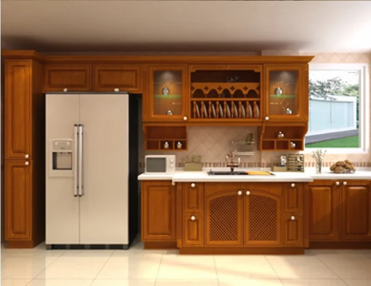 European Style Solid Wood Kitchen Cabinet Side Panel Kitchen Cabinet Organizer