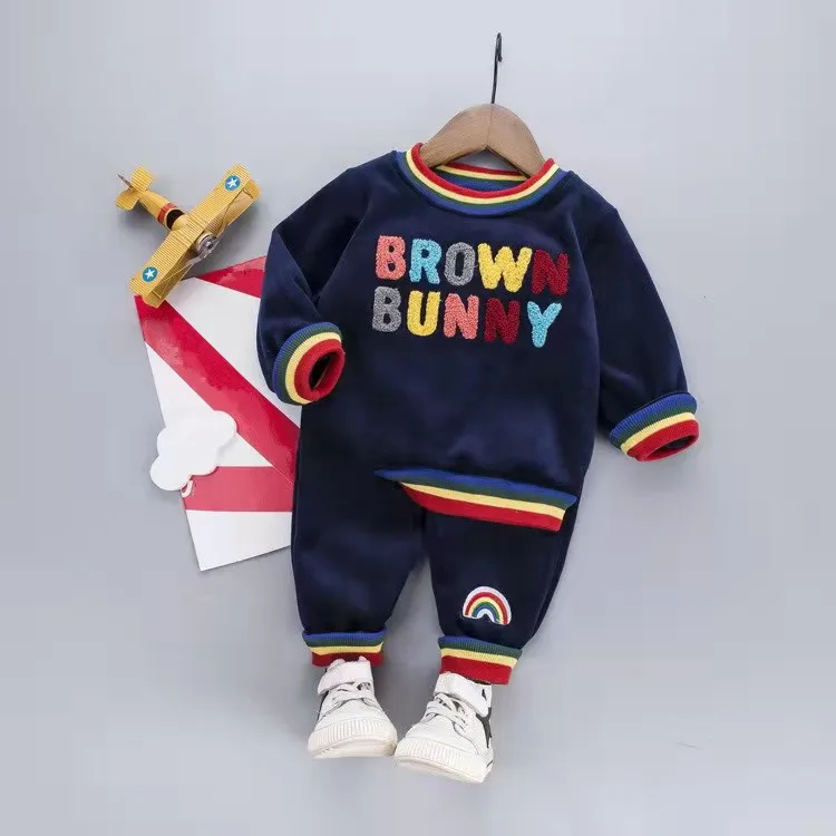 Ropa Gruesa De Marca Para Niños Y Niñas,Trajes De Sudor Para Niños Y Bebés, Chándal De Terciopelo De 1 A 2 Años,Venta Al Por Mayor,Para Invierno - Buy  Chándal De Los Niños,Ropa De