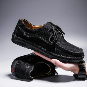 High-quality Men's Leather Formal Shoes with Soft Soles PU Insoles Rubber Outsoles Casual Outdoor Lace-up Shoes