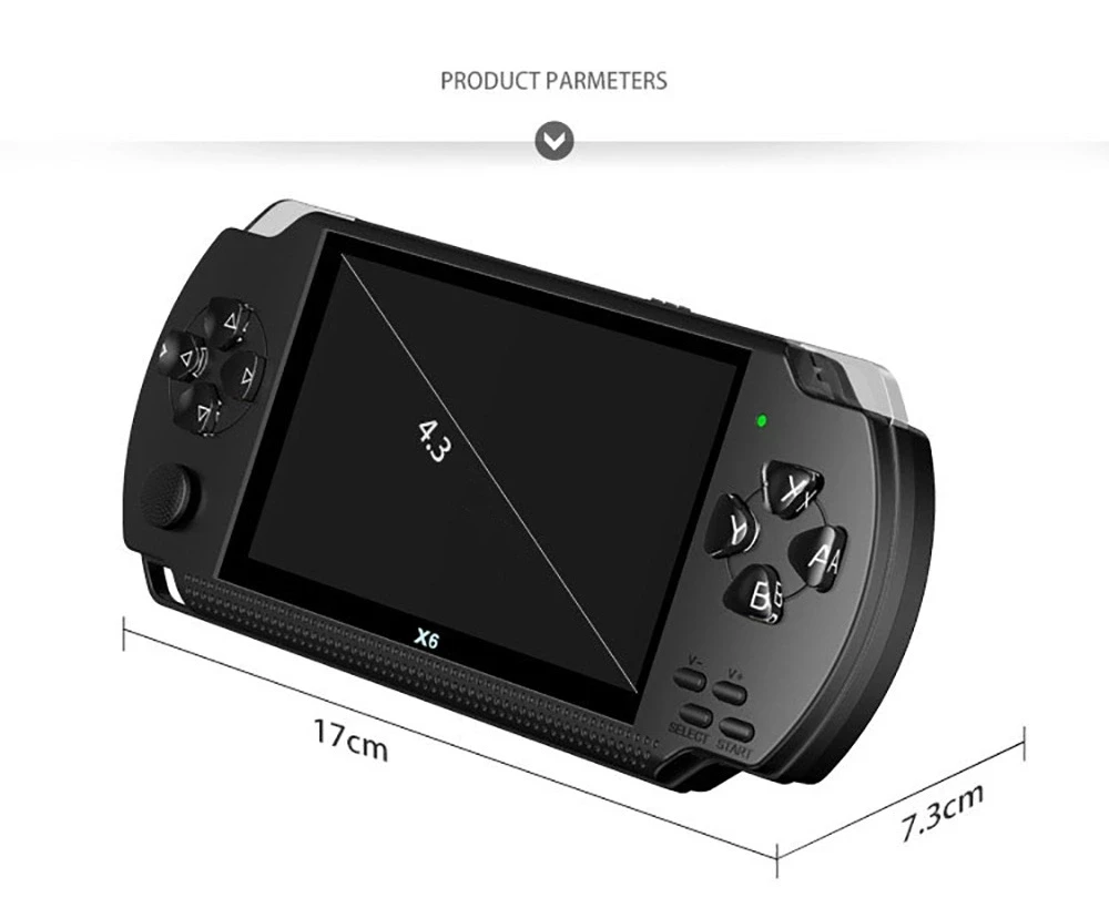 X6 Handheld Game Console 4.3 Inch Screen 128 Bit Video Games Consoles