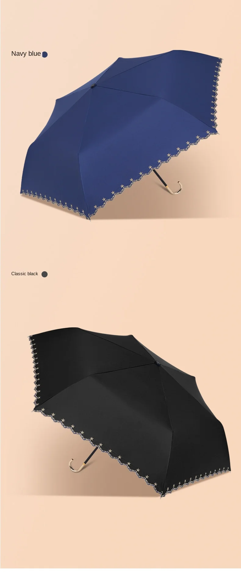 Parasol Polka dots uv umbrella Japanese mini fold sun rain umbrella with golden hook handle