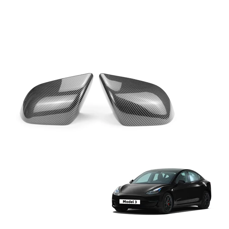 Tesla Model 3 uchun avtomobil ko'zgu qopqog'i 2018-2022 ABS uglerod tolali naqshli orqa ko'zgu qopqog'i tashqi aksessuar